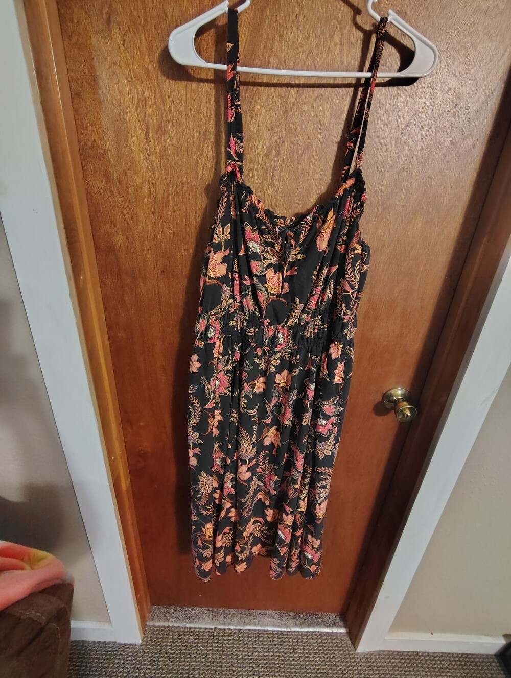 torrid Black Midi Dress with Coral Floral Print